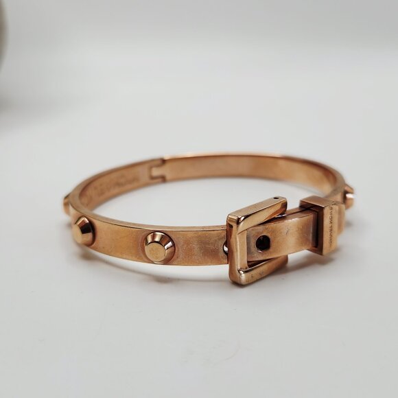 Michael Kors Astor Rose Gold Belt Buckle Studded Bracelet - Picture 2 of 8